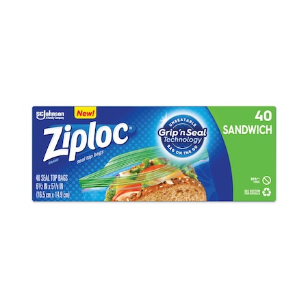 Ziploc Zipper Lock, 6.5" W, 1.2 mil Thick, Clear 315882BX